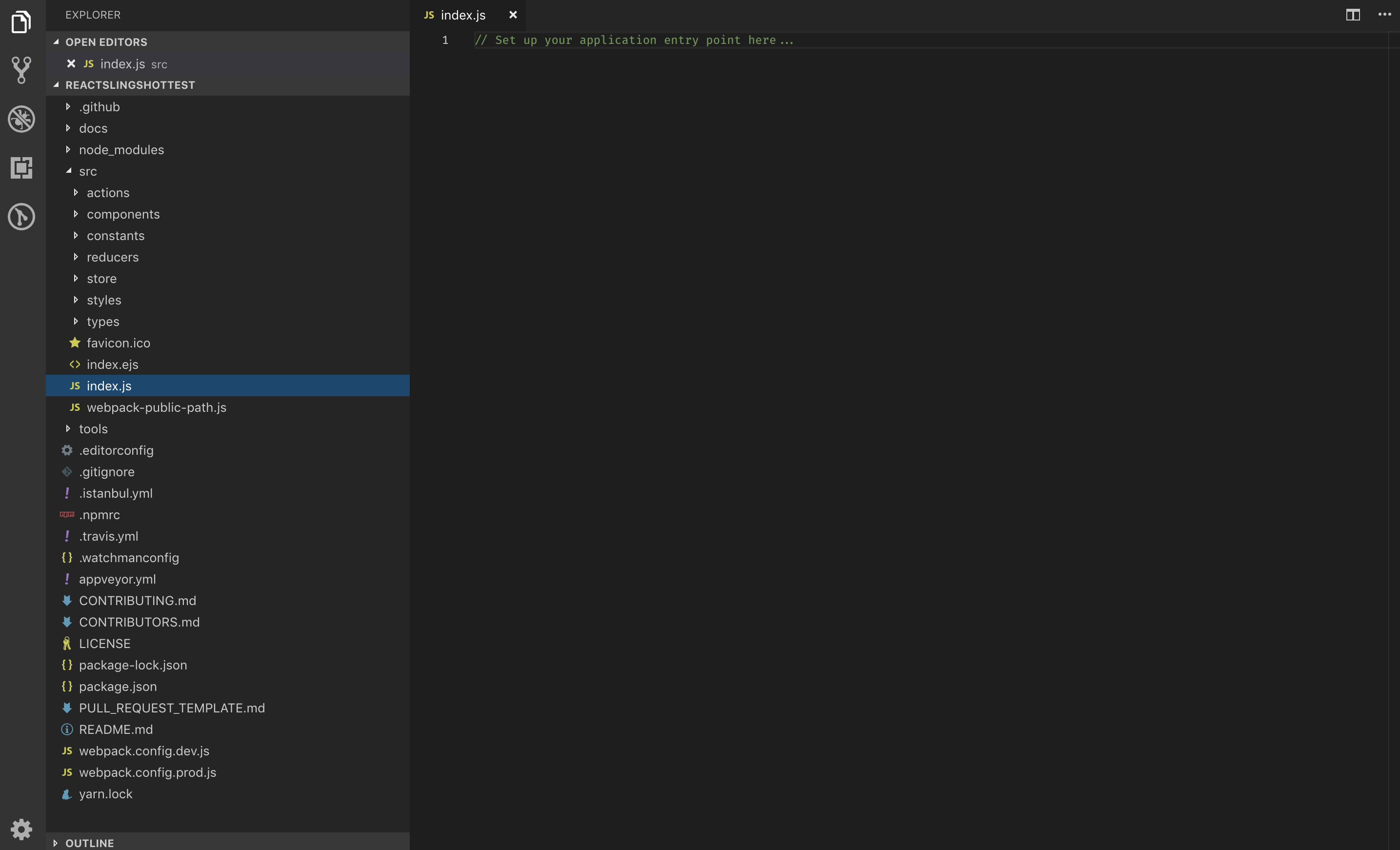 Initial file structure of React Slingshot